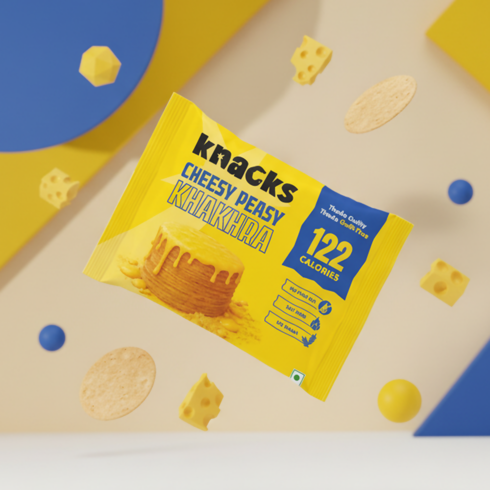 Knacks Coin Khakhra Crisps - Cheesy Peasy Flavour | Grocsy