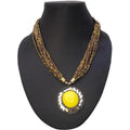 MS Fashion India Latest Traditional Yellow Color Necklace With Golden Beads | Grocsy