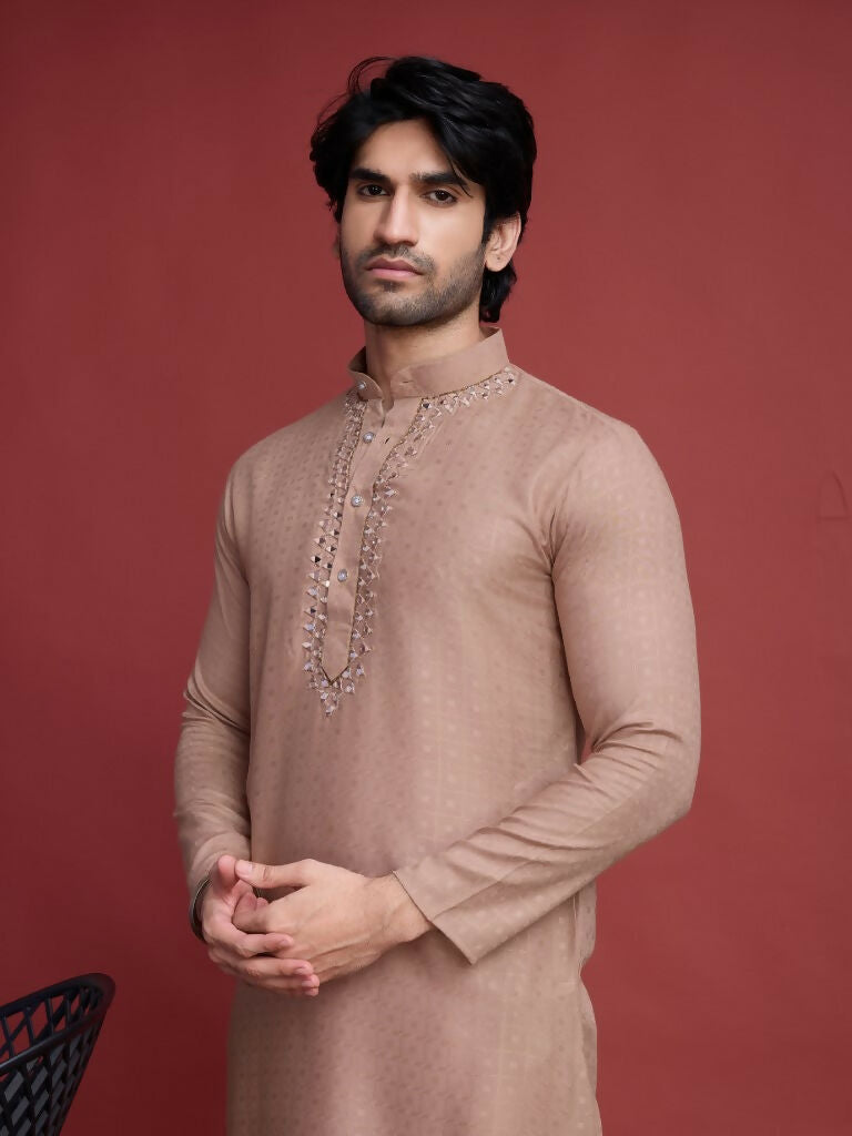 Vastranavya Exclusive Festival Wear Viscose Mirror Work on Self Weaving Kurta Only | Grocsy
