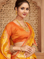 Shree Shyam Fashion Silk Blend Yellow Saree | Grocsy