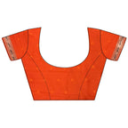 Joban Fashion Orange Peacock & Floral Motifs Soft Lichi Silk Kanchipuram Saree | Grocsy