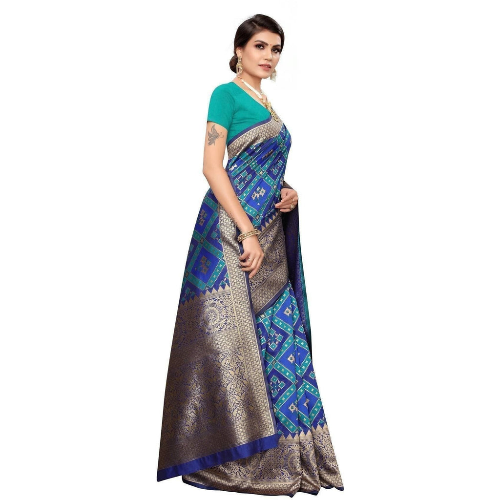 Vamika Banarasi Jaquard Blue Weaving Saree (Banarasi 18) | Grocsy