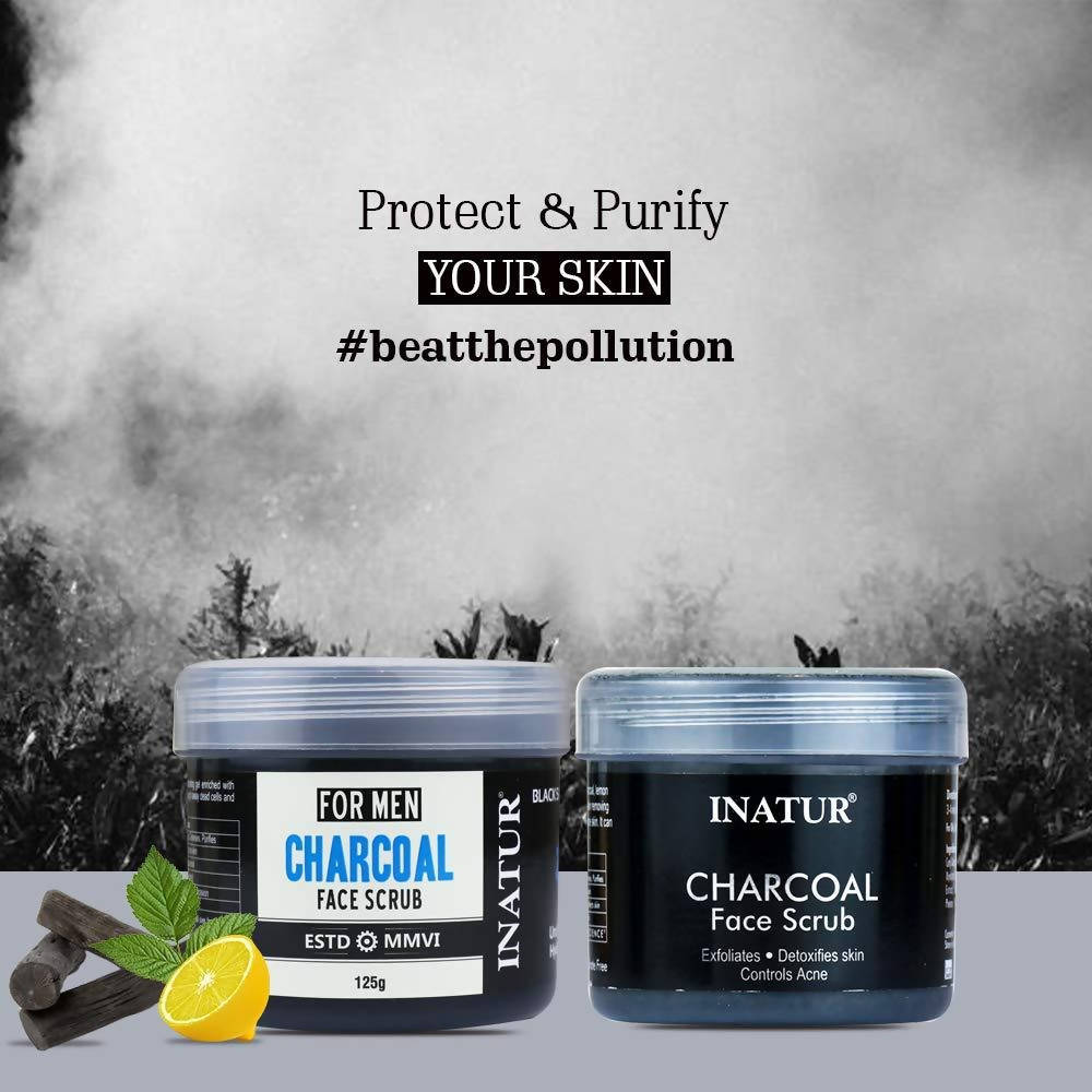 Inatur Charcoal Face Scrub For Men | Grocsy