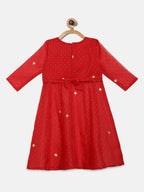 Ahalyaa Red Organza Kids Kurta Palazzo Set For Girls | Grocsy