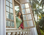 Sea Green Heavy Fox Georgette Embroidered Semi Stitched Suit - Dhvani | Grocsy