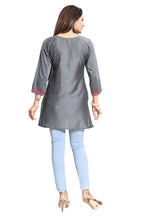 Snehal Creations Elegant Gray Short and Straight Raw Silk Tunic | Grocsy