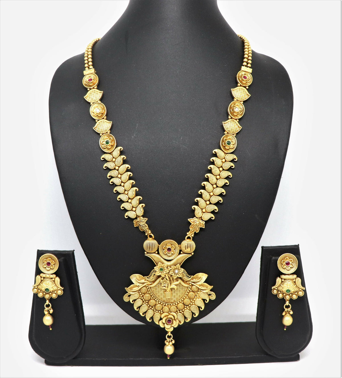 Joban Fashion Mango Design Gold Pure Brass With Rajwadi Polish Necklace Set | Grocsy