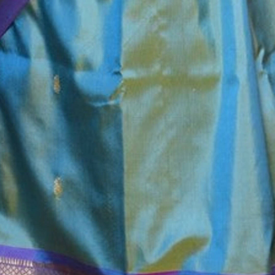 Very Much Indian Authentic Dual Tone Powder Blue Paithani | Grocsy