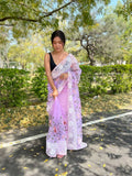 Vamsee Foolwarii Lavender Organza Saree | Grocsy