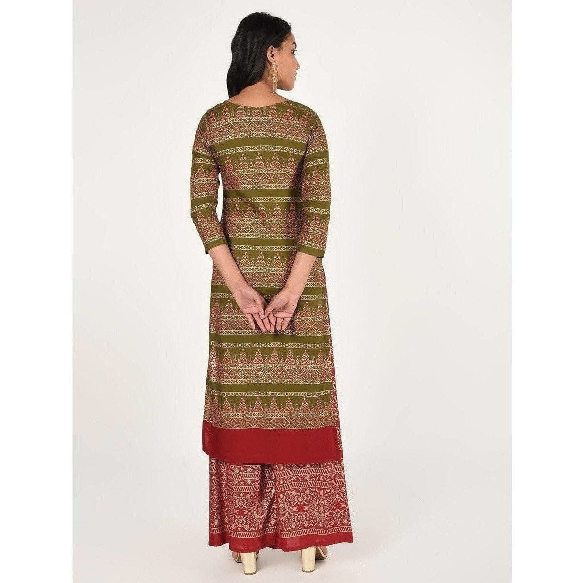 Cheera Women's Beautiful Gold Print Straight Kurta (CH068K) | Grocsy