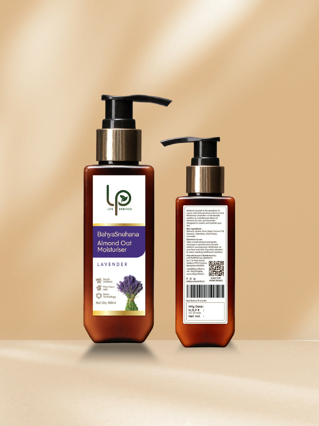 Life Purified Bahyasnehana Almond Oat Moisturiser - Body Lotion - Lavender | Grocsy