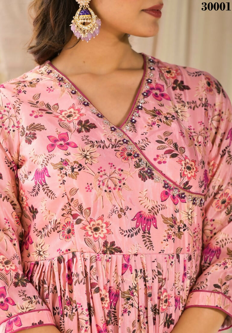 Designer Stylish Light Pink Rubi Silk Stitched Suit With Dupatta - Kiyara | Grocsy