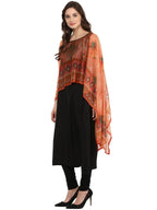 Ahalyaa Black Crepe Printed Kurta With Attached Dupatta For Women | Grocsy