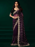 Joban Fashion Wine Net Party Wear Sarees | Grocsy
