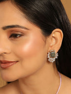 Nuyug 22K Gold Plated Labradorite Stone Contemporary Stud Earrings | Grocsy