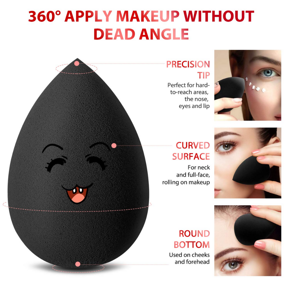 Bronson Professional Black Tear Drop Super Soft Microfiber Beauty Blender Sponge, Applicator, Puffs | Grocsy