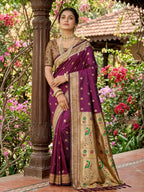 Shree Shyam Fashion Wine Soft Silk Saree | Grocsy
