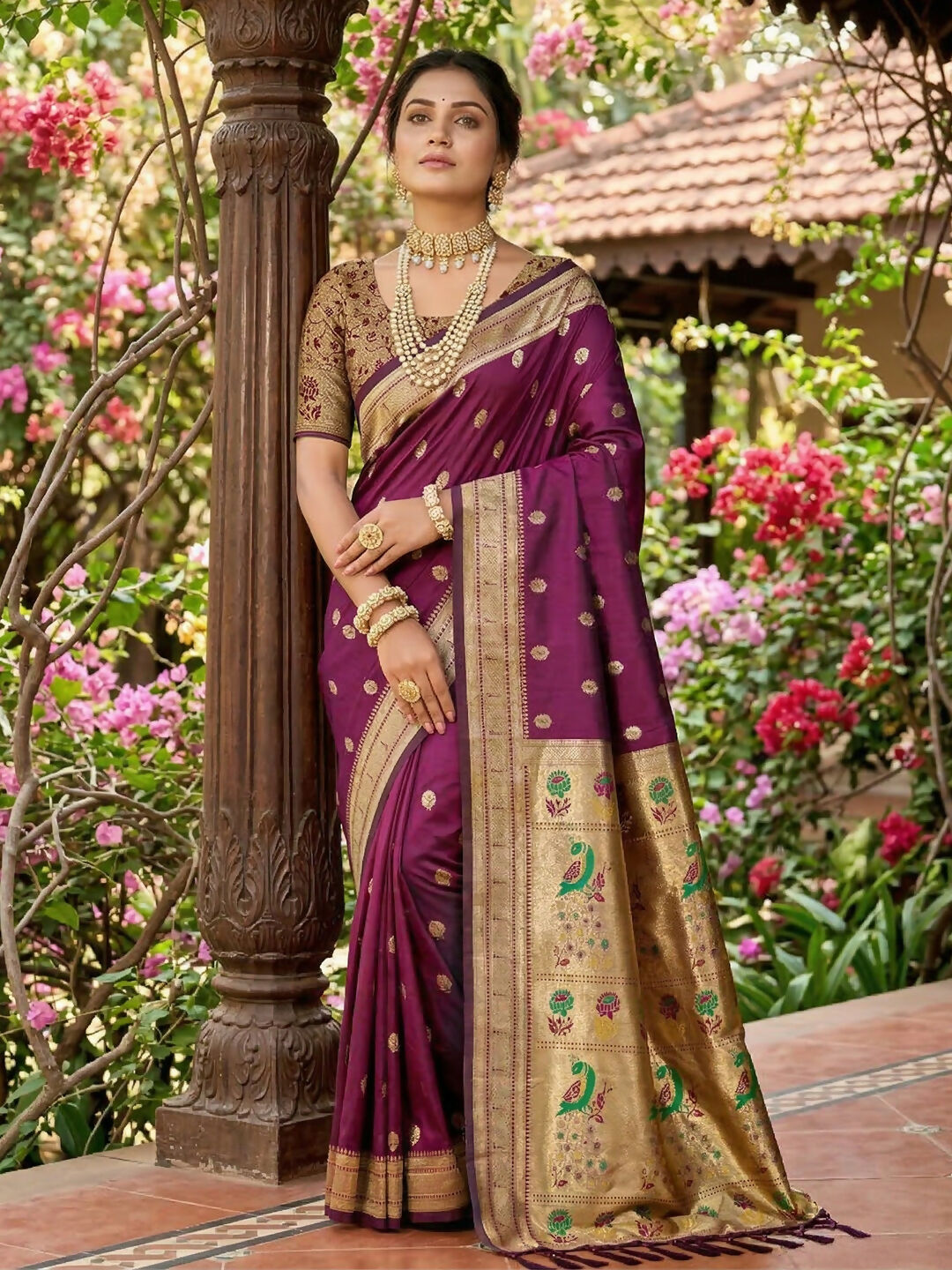 Shree Shyam Fashion Wine Soft Silk Saree | Grocsy