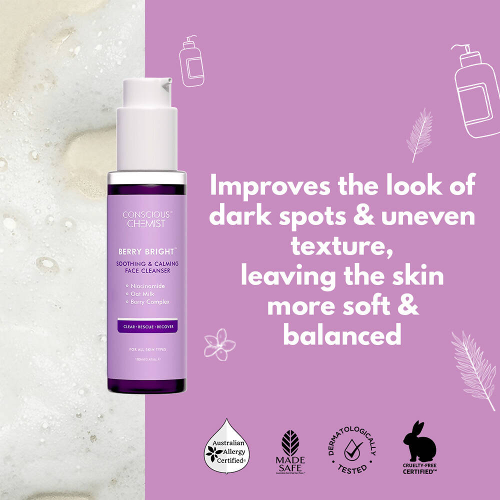 Conscious Chemist Berry Bright Soothing & Calming Face Cleanser | Grocsy