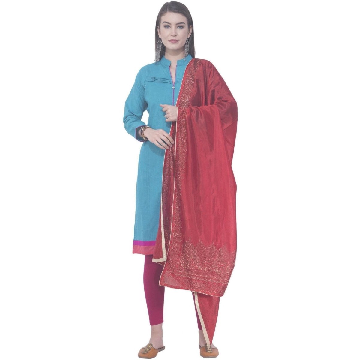 A R Silk Red Color Silk Siroski Silk Dupattas and Chunnis | Grocsy