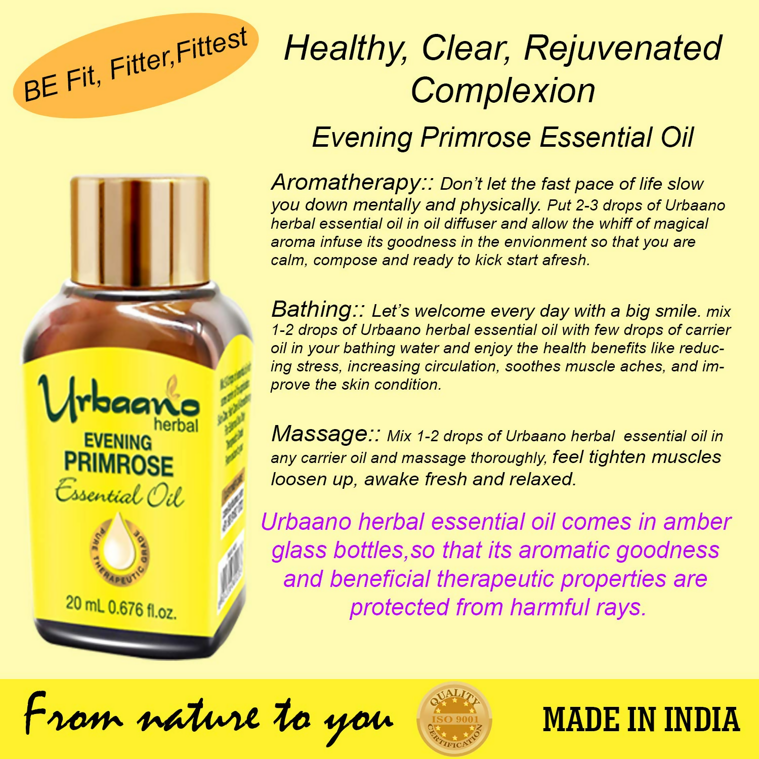 Urbaano Herbal Evening Primrose Essential Oil | Grocsy