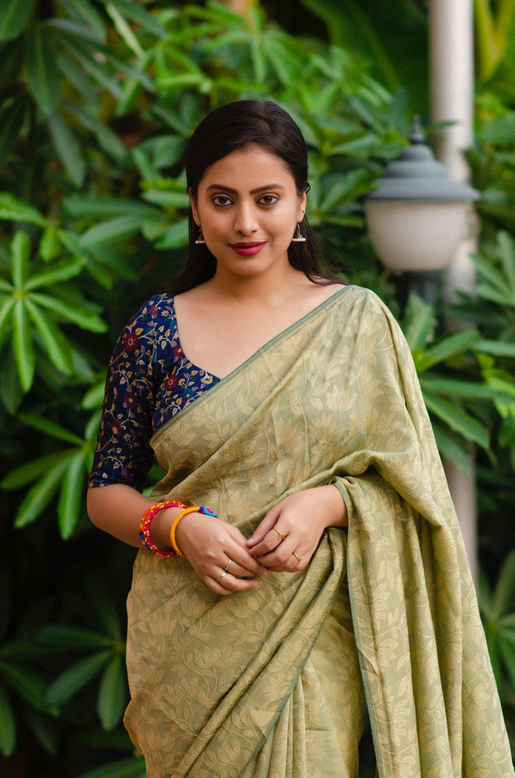 Olive Jute Silk Woven Design Saree with Unstitched Blouse - A2M | Grocsy