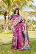 Vastranavya Boutique Collection Kanjivaram Soft Silk Saree With Unstitched Blouse -  Dark_Peach | Grocsy