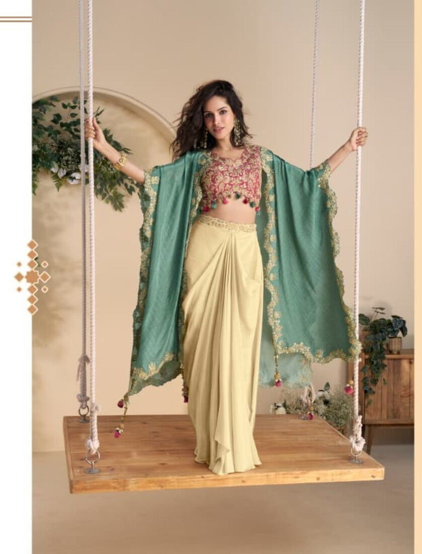 Aarshi Fashions Red Silk Indowestern | Grocsy