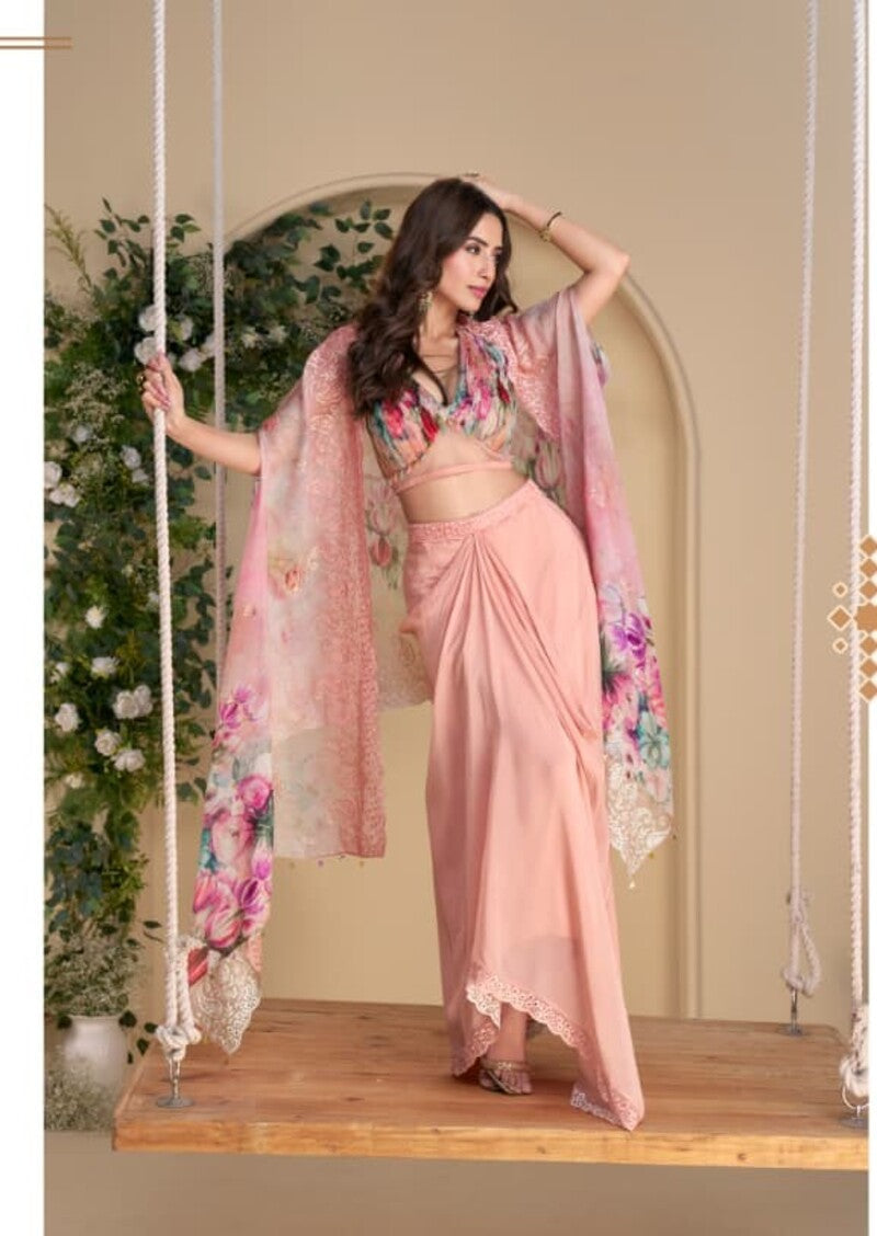 Aarshi Fashions Pink Silk Indowestern | Grocsy