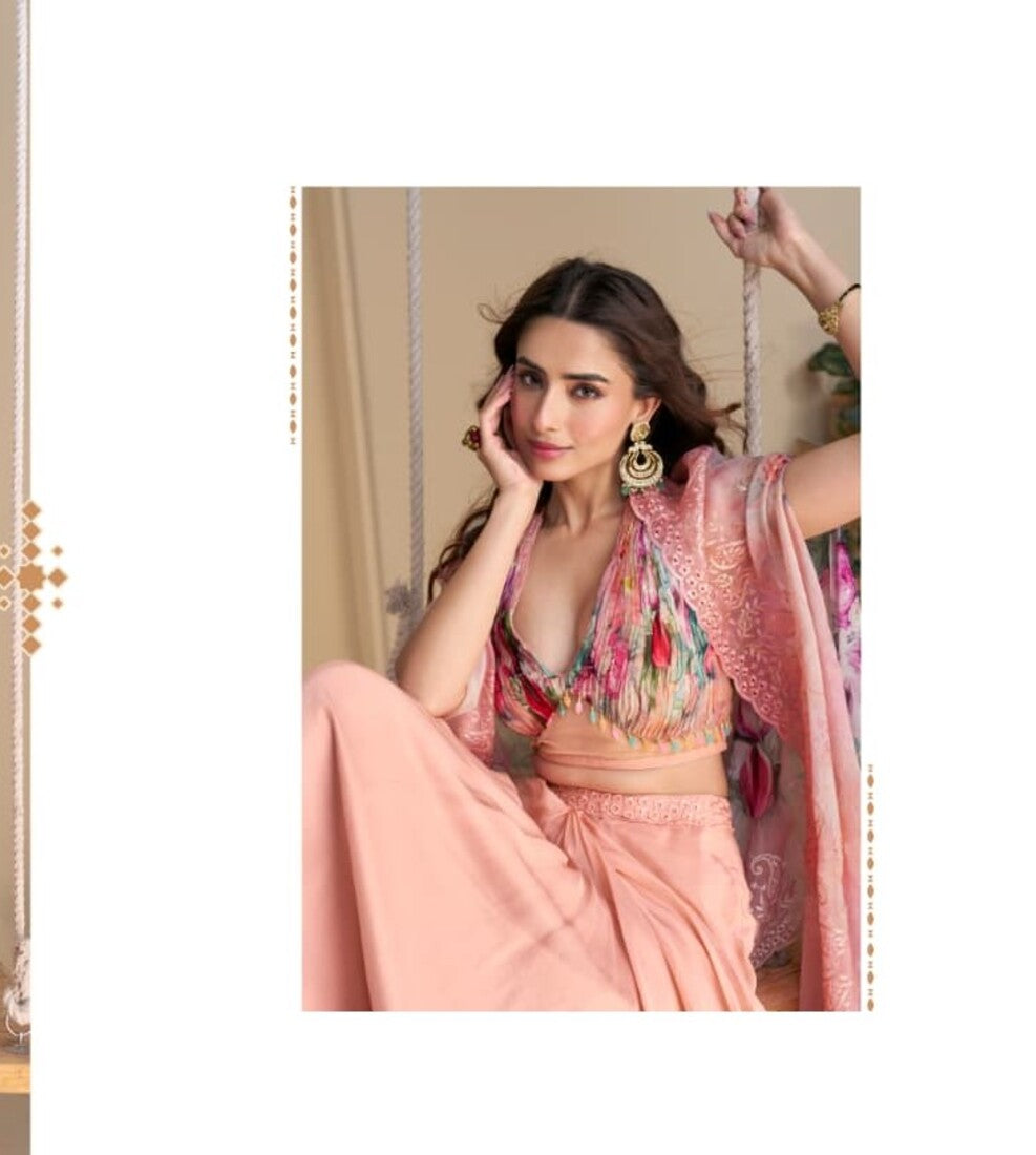 Aarshi Fashions Pink Silk Indowestern | Grocsy