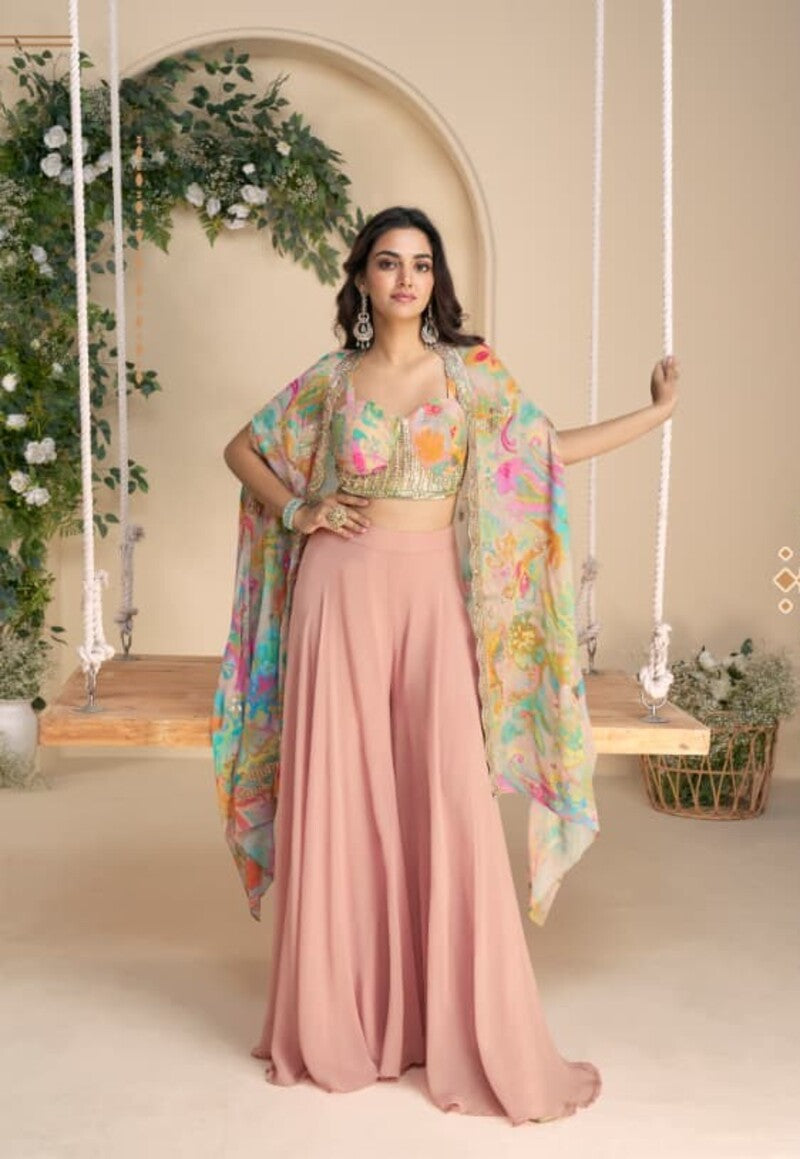 Aarshi Fashions Blue Silk Indowestern | Grocsy