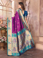 Joban Fashion Paithani Purple Woven Soft Silk Saree | Grocsy