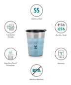 Vaya Popcup Insulated Coffee Mug Tumbler With Lid - 250 ml (Blue) | Grocsy