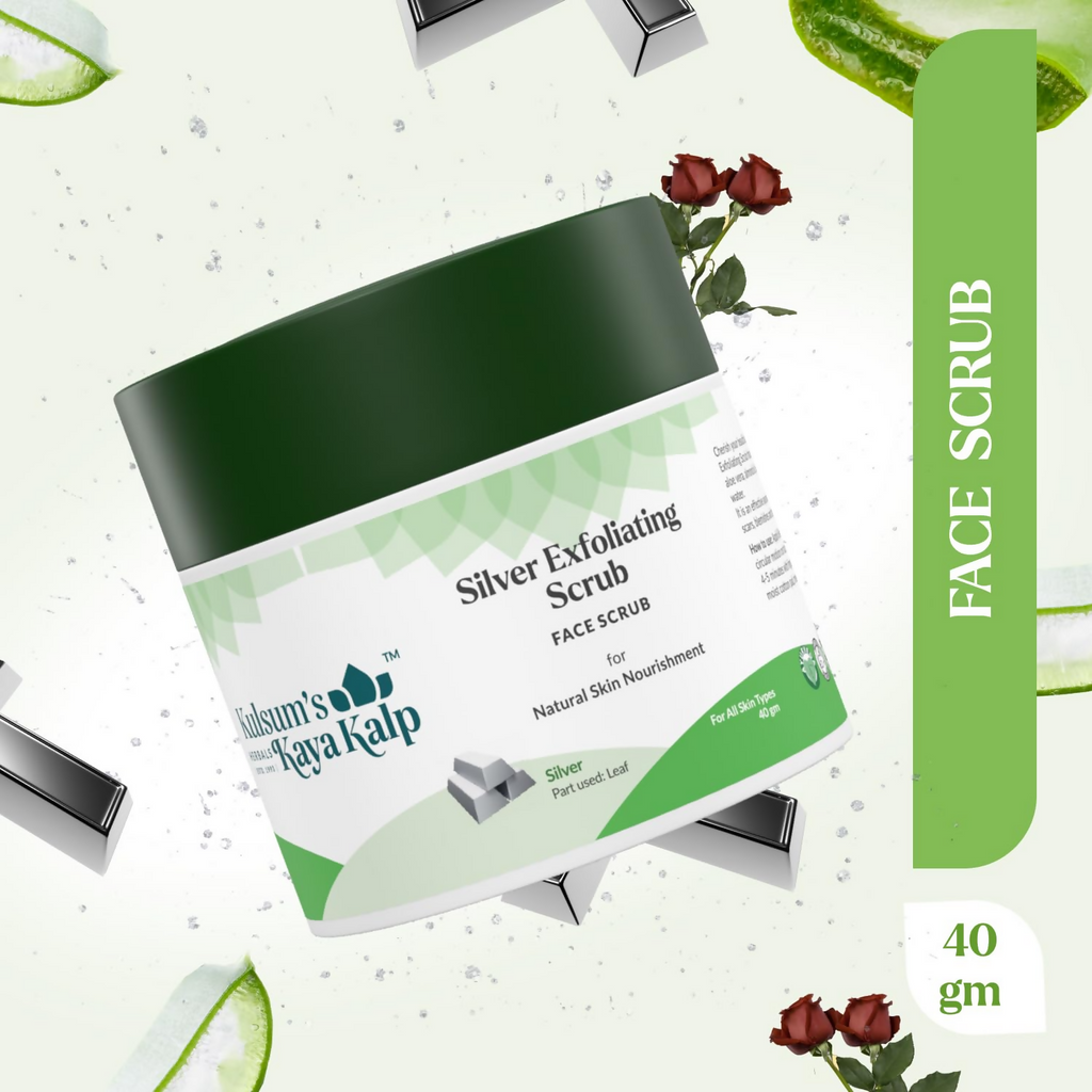 Kulsum's Kaya Kalp Silver Exfoliating Scrub For Skin Nourishment, With Silver Leaf | Grocsy