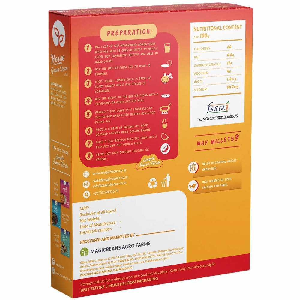 Magicbeans Horse Gram Dosa Mix | Grocsy