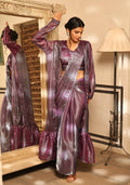 Lavender Tom Silk Plain Ready To Wear Saree With Stitched Blouse - Satiksha | Grocsy