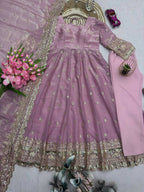 Teeya Creation Onion Fendy Silk Designer Heavy Work Wedding Wear Long Gown | Grocsy