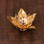 CraftVatika Brass Crystal Lotus Shape Diya Deepak With Gift Box | Grocsy