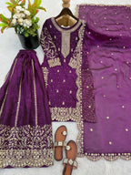 Teeya Creation Wine Color Fendy Silk Embroidery Work Wedding Wear Salwar Suit | Grocsy