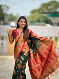 PR Fashion Freen Soft Banarasi Silk With Zari Weaving Meenakari Design Saree | Grocsy