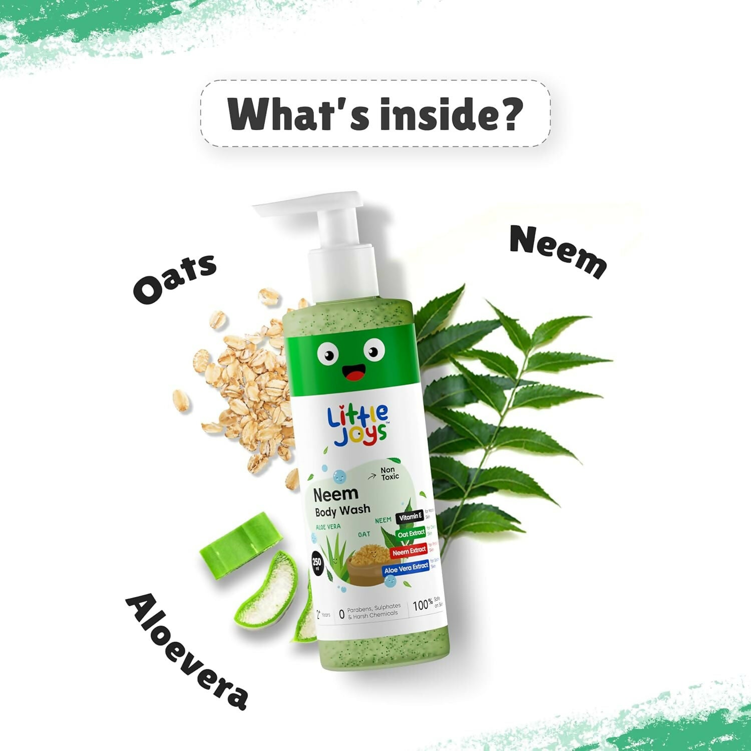 Little Joys Anti-Bacterial Neem Body Wash for Kids (2+ Years),Gently Exfoliates,Protects & Deep Cleanses Skin | Grocsy
