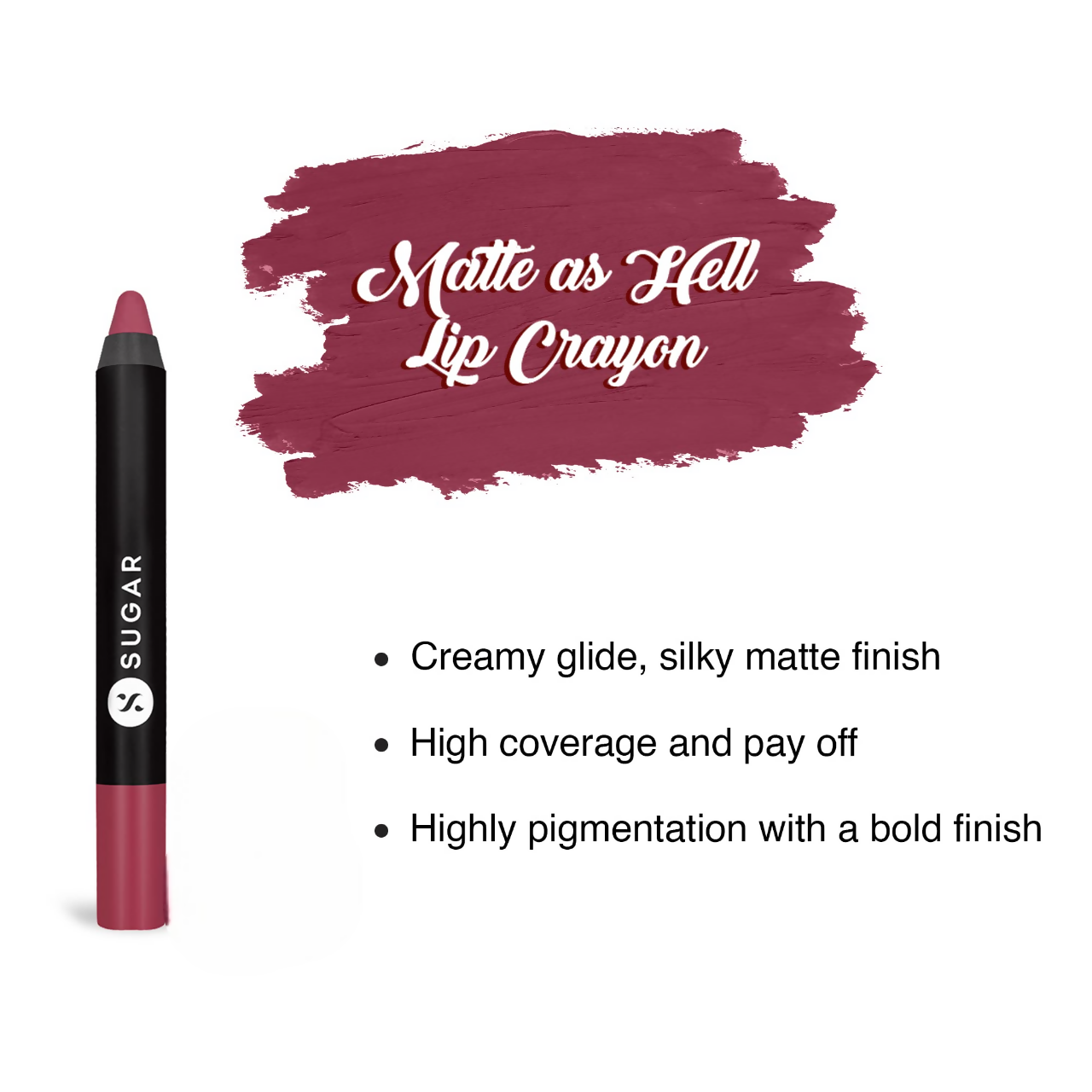 Sugar Cosmetics Matte as Hell Lip Crayon Lasts upto 8hrs, Water Resistent Lipstick for Women - 28 Honey Rider | Grocsy