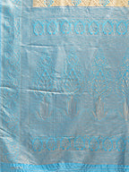 Shree Shyam Fashion Aura Silk Cream Sky Blue Banarasi Silk Saree | Grocsy