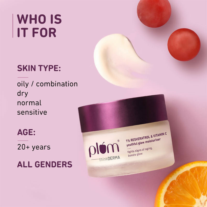Plum 1% Resveratrol & Vitamin C Anti-Aging Moisturizer For Glowing Skin | Grocsy