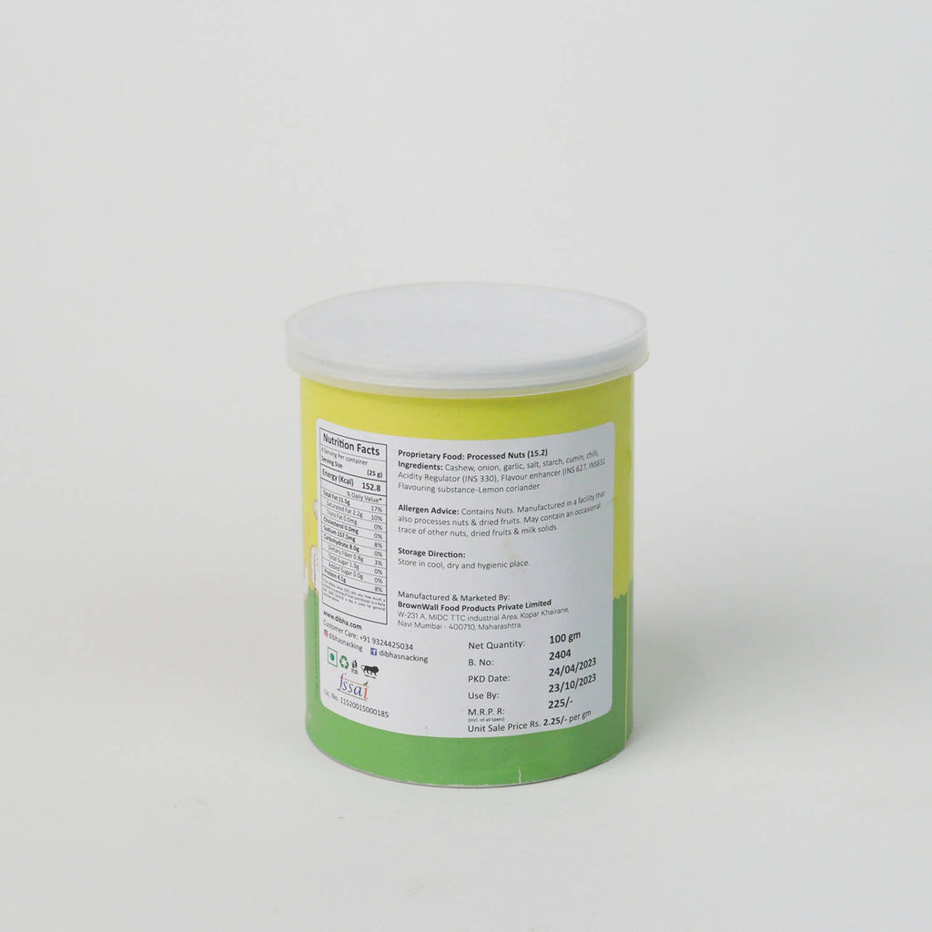 Dibha - Honest Snacking Lemon Coriander Cashew | Grocsy