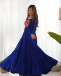 Joban Fashion Royal Blue Kurta Set Chanderi Sequence Embroidery Work | Grocsy