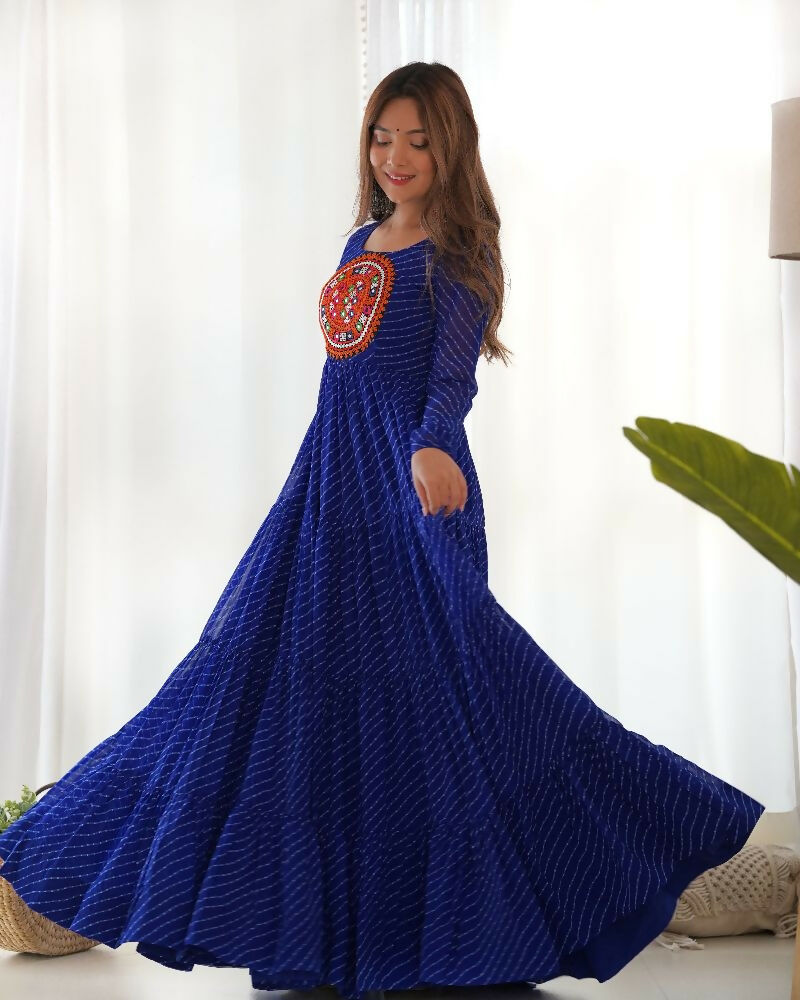 Joban Fashion Royal Blue Kurta Set Chanderi Sequence Embroidery Work | Grocsy