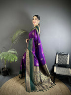 Joban Fashion Purple Banarasi Soft Silk Woven Saree | Grocsy