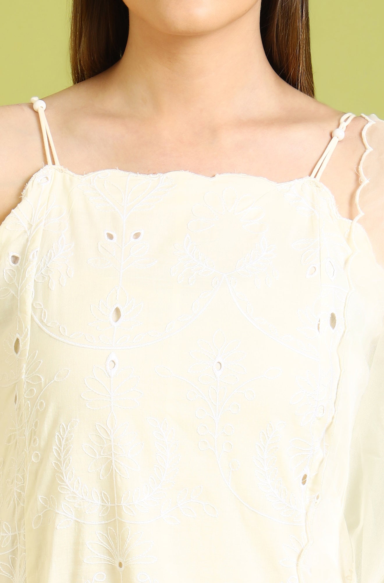 W for Woman White Embroidered Pure Cotton Straight Spaghetti Kurta and Sharara Set with Dupatta | Grocsy