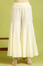 W for Woman White Embroidered Pure Cotton Straight Spaghetti Kurta and Sharara Set with Dupatta | Grocsy